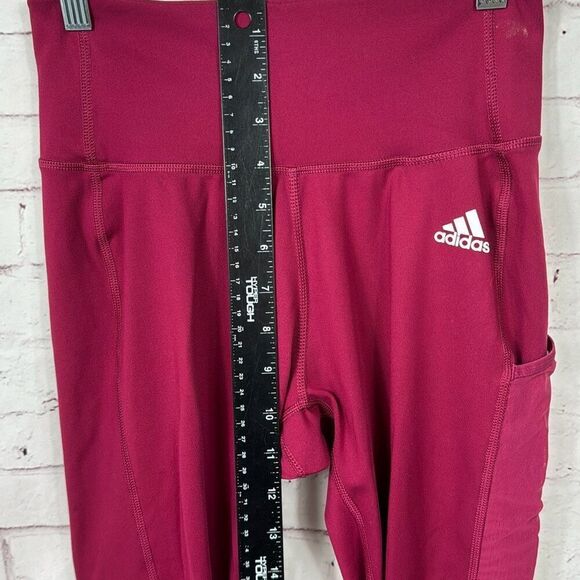 !SIZE Adidas Leggings Womens Tights Training Capri Pull On Active Pocket Pink - Picture 5 of 9